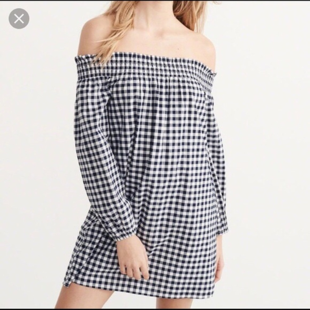 Abercrombie off the shoulder gingham dress